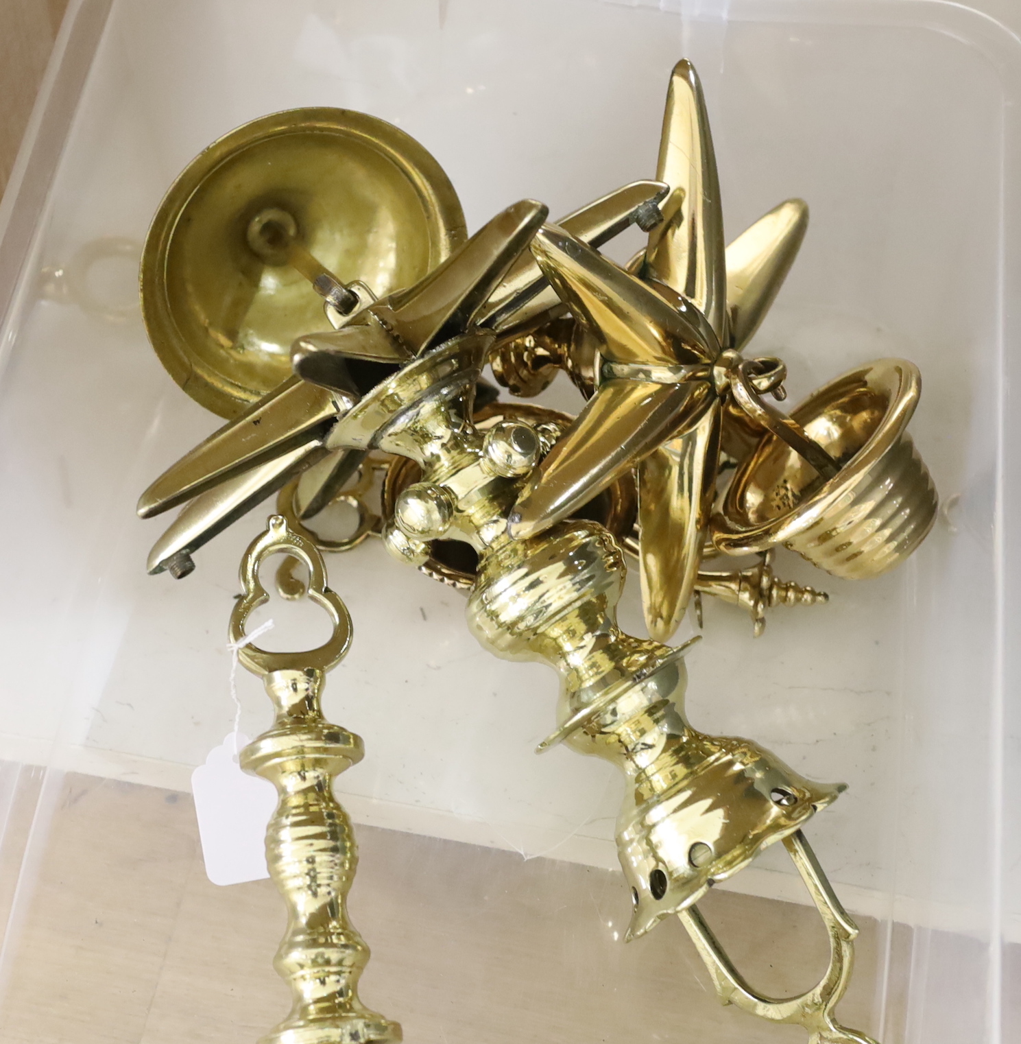 Judaica - three brass Sabbath lamps